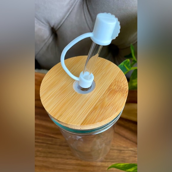 Gorgeous Clear Glass Can w/Glass Straw, NWOT! - Picture 6 of 7